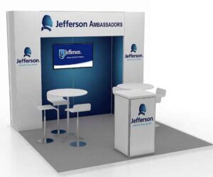trade show booth design 10x10 with shelves