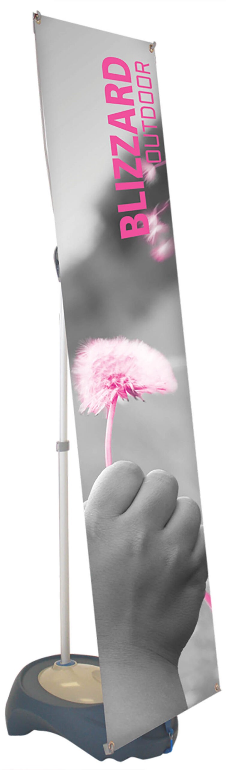 Blizzard Outdoor Banner Stand – 23.5″ Width x 80″ Height Graphic –  Scrim